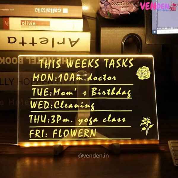 Personalised 3D Acrylic GlowNotes Message Board Lamp with 12 Colourful Markers - Shopandsave