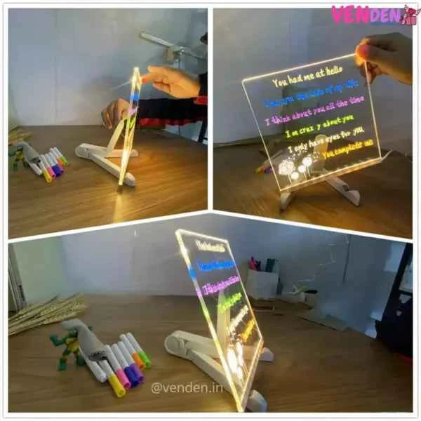 Personalised 3D Acrylic GlowNotes Message Board Lamp with 12 Colourful Markers - Shopandsave
