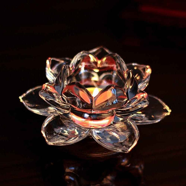 Glass Lotus Flower Tea Light Candle Holder Set - Shopandsave