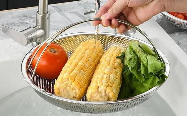 Stainless Steel Draining Rinsing Washing Ideal for Kitchen Vegetables Fruits - Shopandsave
