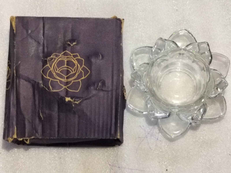 Glass Lotus Flower Tea Light Candle Holder Set - Shopandsave