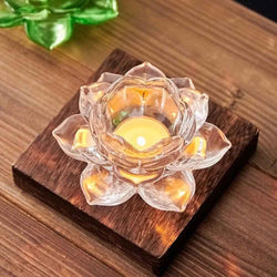 Glass Lotus Flower Tea Light Candle Holder Set - Shopandsave